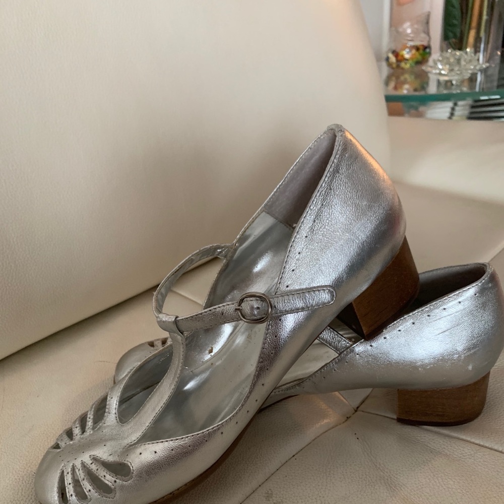 Kurt Geiger silver Mary Jane type shoe